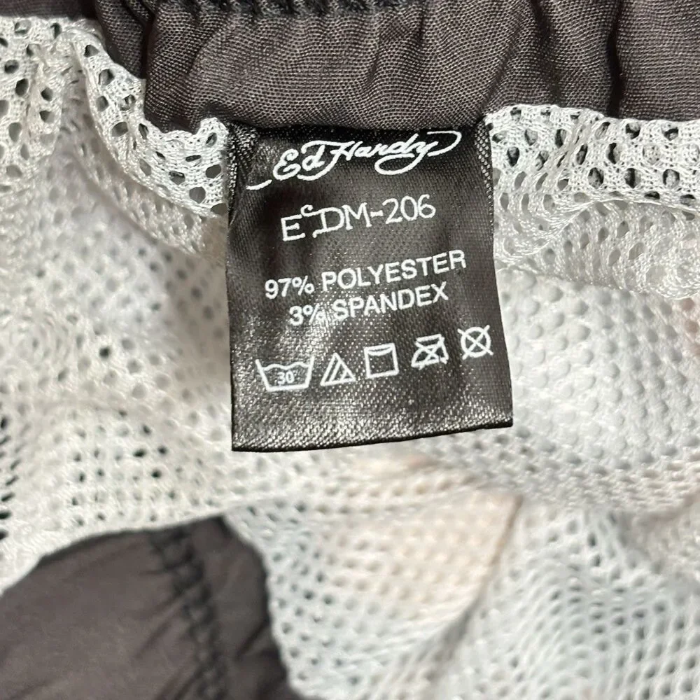 Ed Hardy Panther Swim Trunks Shorts Men's L Black 5” Inseam Nova Men